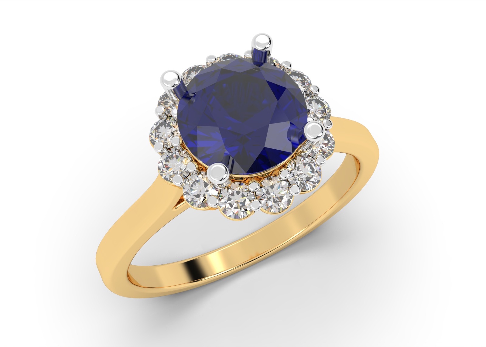 Blue Coloured Stone Diamond Ring